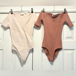 Aritzia Wilfred Free Bodysuit Bundle 2 Short Sleeve Bodysuits Pink Size XS